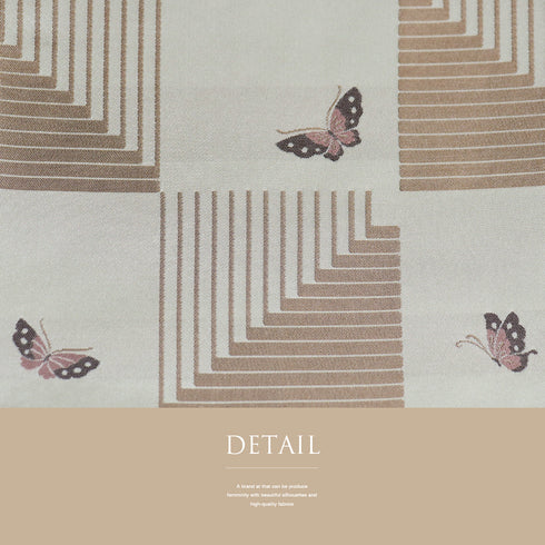 京袋帯 リサイクル 帯丈386cm 六通 市松に蝶柄 ブラウン Lサイズ ポリエステル 新品・未使用品 お洒落