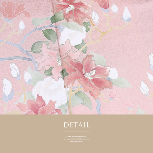 付下げ リサイクル 身丈163.5cm 裄66.2cm 袷 木蓮柄 刺繍 箔 ピンク Lサイズ セミフォーマル お洒落 正絹 広衿 Sランク