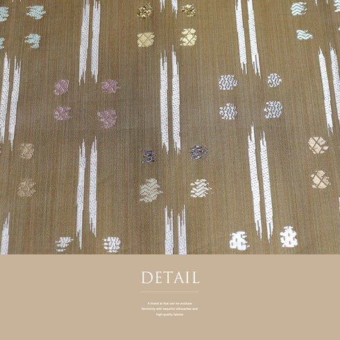 袋帯 帯丈454cm 六通 デザイン絣柄 ブラウン Lサイズ 正絹 Sランク お洒落 カジュアル