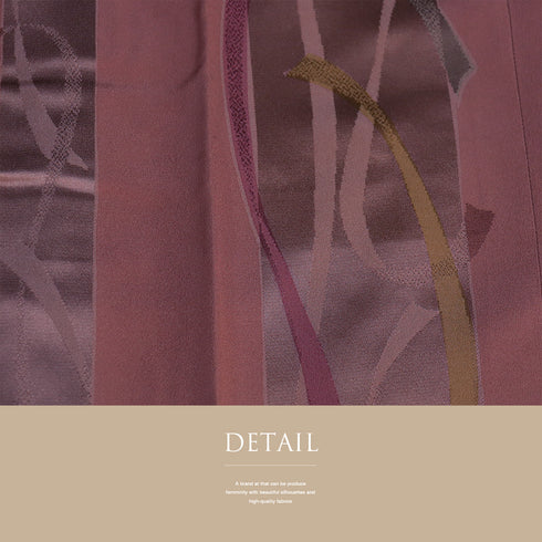 道中着 リサイクル 身丈99cm 裄65.8cm 袷 地紋 染め分け 彩色 レッド Mサイズ カジュアル お洒落 しつけ糸 正絹 Sランク