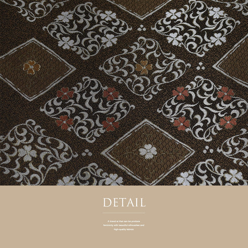 袋帯 リサイクル 帯丈444cm 六通 花菱に唐草柄 廣部商事 ブラウン Mサイズ 正絹 新品・未使用品 フォーマル お洒落