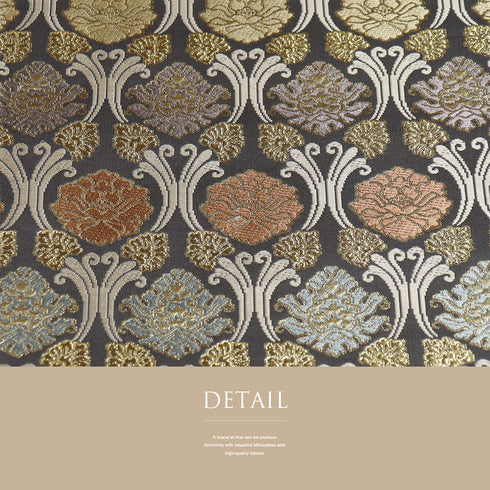 袋帯 リサイクル 帯丈438cm 六通 立涌牡丹文様 ブラウン Mサイズ 正絹 Sランク フォーマル セミフォーマル