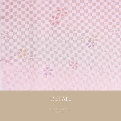 帯締め・帯揚げセット 手組紐 ちりめん ピンク 正絹 新品・未使用品 市松の地紋に桜柄