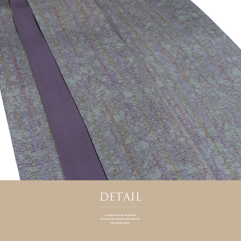 小紋 リサイクル 身丈163.5cm 裄64.4cm 袷 ローケツ染め パープル Lサイズ お洒落 正絹 広衿 Sランク