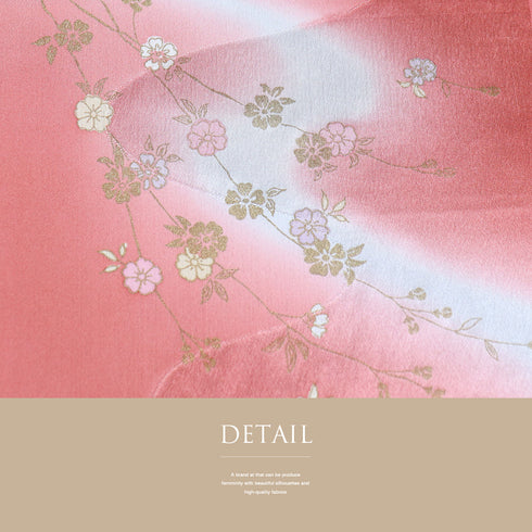 帯揚げ リサイクル お洒落 ちりめん 正絹 ピンク 桜柄 ぼかし 未使用品