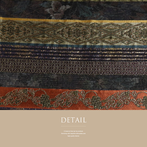 袋帯 リサイクル 帯丈436cm 六通 利休大島間道 本泥染織袋帯 多色 Mサイズ 正絹 Sランク フォーマル お洒落