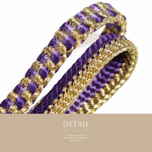 帯締め リサイクル 平組紐 パープル 正絹 新品・未使用品 金ラメ