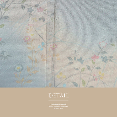 訪問着 リサイクル 夏着物 身丈154.5cm 裄63.8cm 絽 菊や秋草柄 ぼかし グレー Sサイズ セミフォーマル お洒落 一つ紋 しつけ糸 正絹 広衿 Sランク