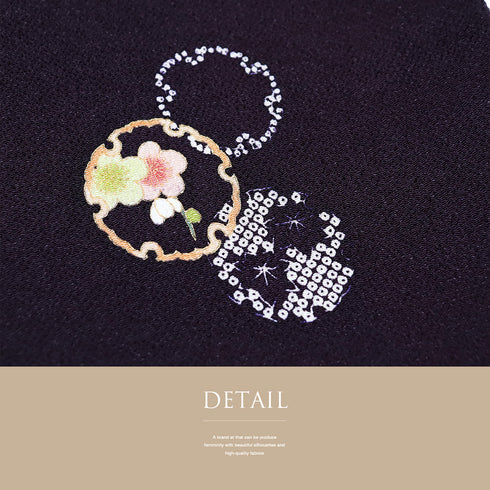 道中着 リサイクル 身丈107.3cm 裄67cm 袷 雪輪に花柄 パールトーン加工 パープル Lサイズ お洒落 カジュアル 正絹 Sランク