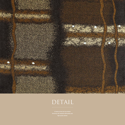 袋帯 リサイクル 帯丈440cm 六通 幾何学柄 ブラウン Mサイズ 正絹 新品・未使用品 セミフォーマル お洒落