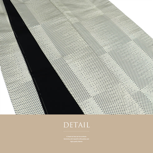 紬 リサイクル 身丈162cm 裄65cm 袷 お召 石畳柄 織りぼかし 地紋 アイボリー Lサイズ お洒落 カジュアル 正絹 広衿 Aランク