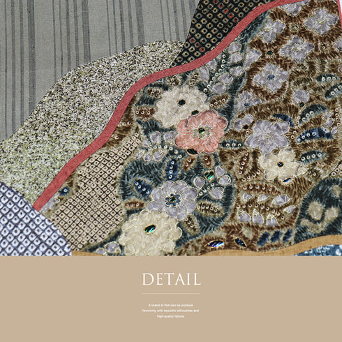 リサイクル 帯丈446cm ポイント柄 螺鈿細工 辻ヶ花風 絞り グレー Mサイズ 正絹 新品・未使用品 お洒落