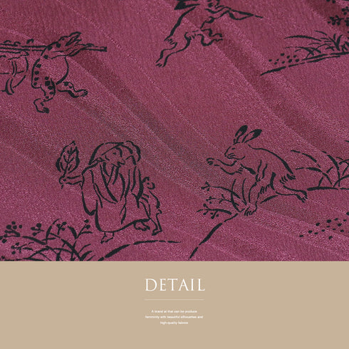 帯揚げ リサイクル お洒落 カジュアル ちりめん 正絹 ピンク 鳥獣戯画 地紋 ぼかし 新品・未使用品 AG-1222