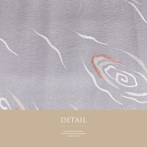 小紋 リサイクル 身丈159.7cm 裄64.6cm 袷 渦巻柄 パープル Mサイズ お洒落 カジュアル 正絹 広衿 Sランク