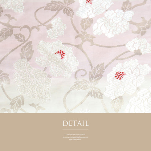 名古屋帯 リサイクル 帯丈353.5cm 六通 唐花柄 横段ぼかし ピンク Sサイズ 正絹 未使用品 お洒落