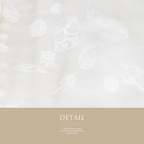 長襦袢 長襦袢 身丈120.5cm 裄65.8cm 袷 玩具や民芸品の地紋柄 アイボリー Mサイズ 正絹 袖無双 Aランク