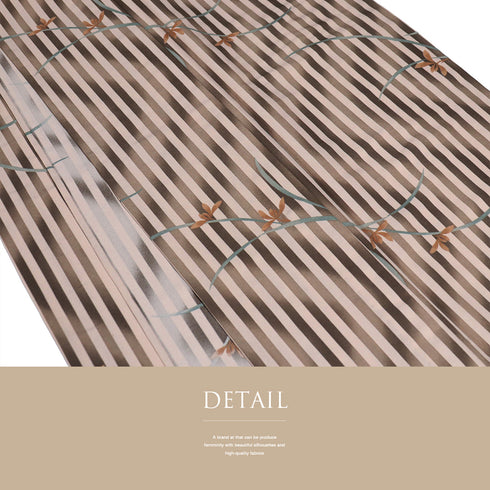 小紋 リサイクル 身丈161cm 裄70cm 単衣 縞柄 花柄 ブラウン Lサイズ お洒落 カジュアル ポリエステル 洗える着物 バチ衿 Sランク