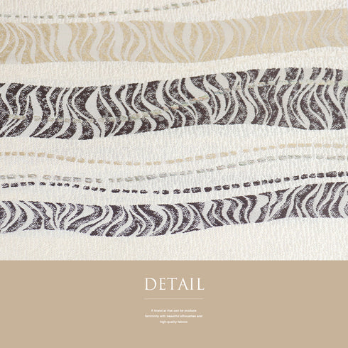 袋帯 リサイクル 帯丈448cm 六通 デザイン横縞柄 友禅流 楽らく ベージュ Mサイズ 正絹 新品・未使用品 お洒落