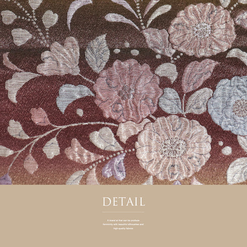 袋帯 リサイクル 帯丈428cm 六通 辻が花風模様 ふくれ織り ブラウン Sサイズ 正絹 新品・未使用品 お洒落