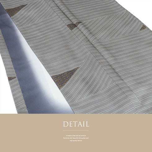 小紋 リサイクル 身丈162.3cm 裄63.4cm 袷 幾何学柄 箔 グレー Lサイズ お洒落 カジュアル 正絹 広衿 Sランク