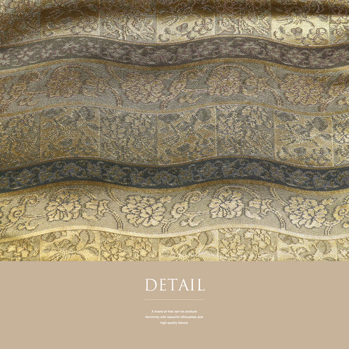 袋帯 リサイクル 帯丈444cm 六通 ポイント柄 本金箔名物裂 利休間道 ウェーブ箔 ゴールド Mサイズ 正絹 Sランク フォーマル お洒落