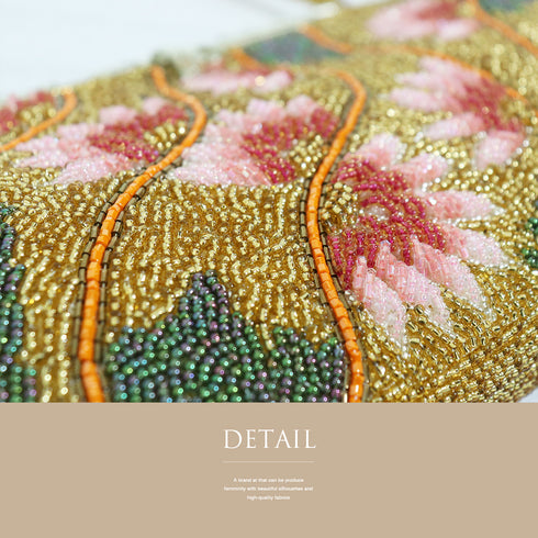 バッグ リサイクル ゴールド ビーズ Aランク 花柄