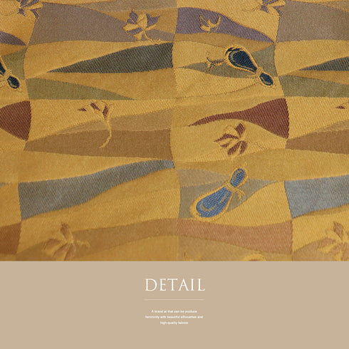 京袋帯 リサイクル 帯丈384cm 全通 幾何学にひょうたん柄 ブラウン Lサイズ ポリエステル Sランク お洒落 カジュアル