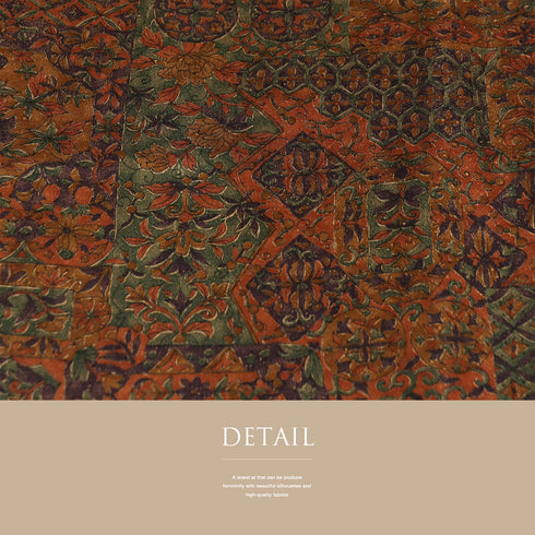 小紋 リサイクル 身丈160.5cm 裄64.4cm 袷 切嵌更紗柄 地紋 ブラウン Lサイズ お洒落 カジュアル 正絹 広衿 Sランク