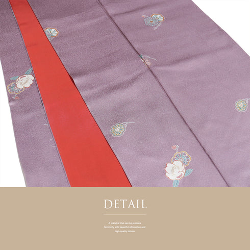 小紋 リサイクル 身丈171.5cm 裄68.4cm 袷 パールトーン加工 花柄 飛び柄 大和の歴史 パープル LLサイズ お洒落 証紙 しつけ糸 正絹 広衿 Sランク