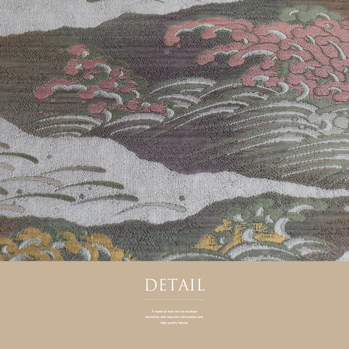 名古屋帯 リサイクル 帯丈370cm 六通 波頭柄 グレー Mサイズ 正絹 新品・未使用品 お洒落