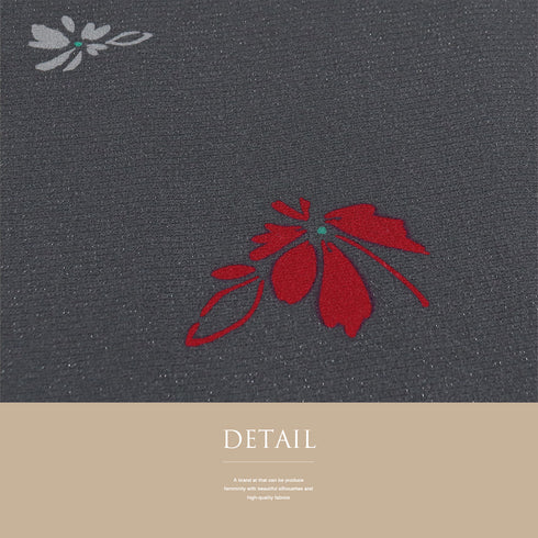 小紋 リサイクル 身丈161cm 裄65.6cm 袷 花柄 パールトーン加工 グレー Lサイズ カジュアル お洒落 しつけ糸 正絹 バチ衿 Sランク