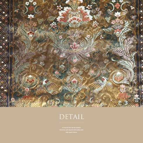 袋帯 リサイクル 帯丈438cm 六通 華唐草柄 鳳凰 ゴールド Mサイズ 正絹 Sランク フォーマル