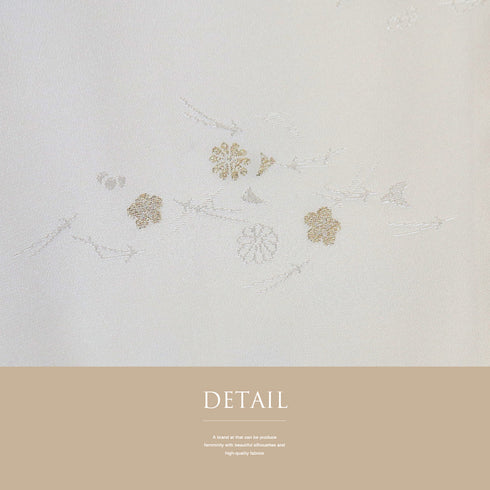 長襦袢 リサイクル 長襦袢 身丈129cm 裄66.8cm 袷 松葉柄 刺繍衿付き 地紋 アイボリー Lサイズ フォーマル 正絹 Sランク