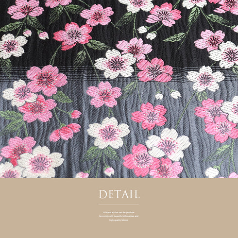 袋帯 リサイクル 帯丈456cm 六通 夜桜柄 ぼかし ブラック Lサイズ 正絹 Sランク フォーマル お洒落