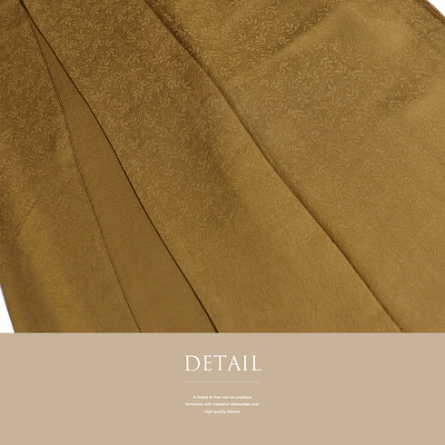 色無地 リサイクル 身丈155.8cm 裄63.6cm 袷 ゆったりサイズ 草花模様 ブラウン Mサイズ お洒落 カジュアル 正絹 広衿 地紋あり Sランク