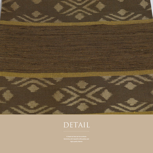 袋帯 リサイクル 帯丈470cm 全通 横段柄 ブラウン LLサイズ 正絹 新品・未使用品 お洒落 カジュアル