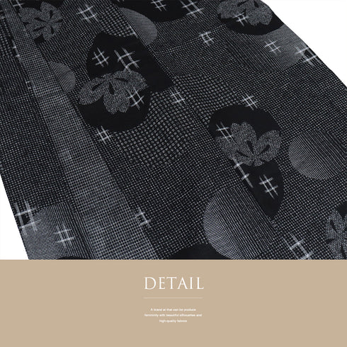 浴衣 リサイクル 夏着物 身丈155.5cm 裄63.5cm 夏物 桜柄 夏物 ブラック Mサイズ カジュアル 木綿 洗える着物 広衿 Aランク