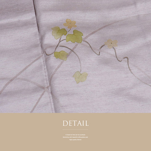 訪問着 身丈174.5cm 裄66.8cm 袷 紬 蔦や花模様 高尾健三 パープル LLサイズ お洒落 正絹 広衿 Sランク