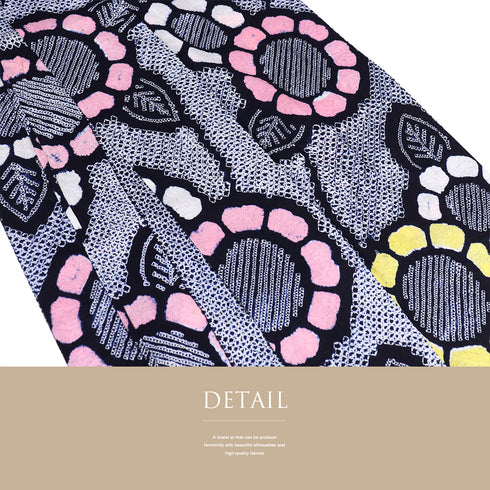 浴衣 リサイクル 夏着物 身丈145.5cm 裄62.4cm 夏物 絞り 花柄 ジュニアサイズ ネイビー SSサイズ カジュアル お洒落 木綿 洗える着物 バチ衿 Aランク