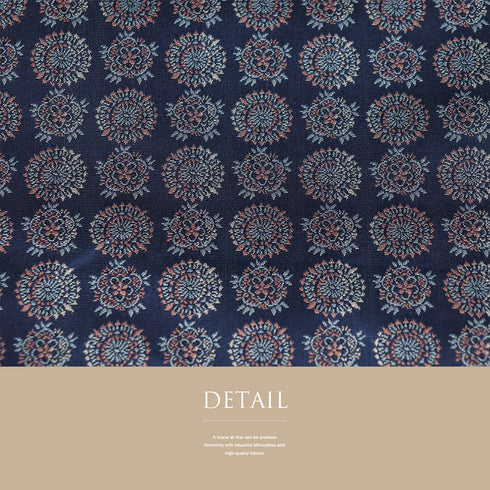 名古屋帯 リサイクル 帯丈352cm 全通 本場筑前 幾何学柄 ネイビー Sサイズ 正絹 Sランク お洒落