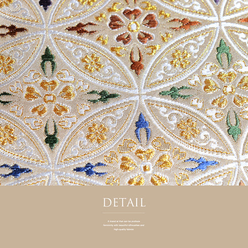 バッグ お洒落 ベージュ 正絹 未使用品 利休バッグ 西陣織 七宝華文柄 巾着付き