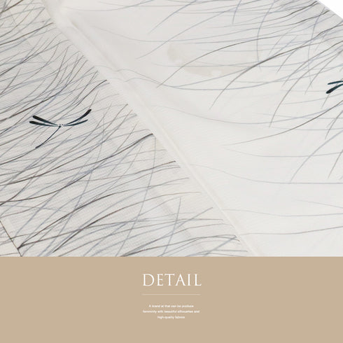 小紋 リサイクル 夏着物 身丈153cm 裄64.8cm 夏物 芝模様 とんぼ柄 雪輪 ミシン仕立て 後身頃居敷当て付き ベージュ Sサイズ カジュアル お洒落 ポリエステル 洗える着物 広衿 Sランク