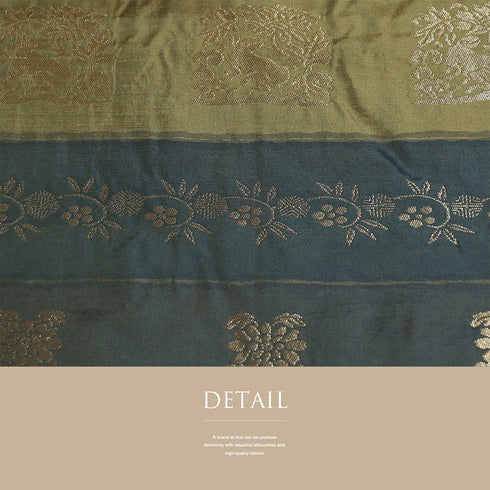 名古屋帯 リサイクル 帯丈350.5cm 六通 横段に名物裂織り出し模様 ブラウン Sサイズ 正絹 Sランク お洒落