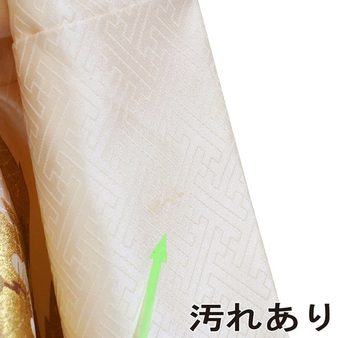 付下げ リサイクル 身丈158cm 裄64.8cm 袷 立花柄 菊柄 金駒刺繍 地紋 ピンク Mサイズ セミフォーマル 落款 正絹 広衿 Sランク