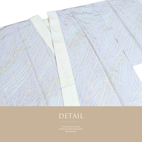 長襦袢 リサイクル 長襦袢 身丈125.6cm 裄65.2cm 袷 枝葉文 箔 パープル Mサイズ お洒落 しつけ糸 正絹 袖無双 Sランク