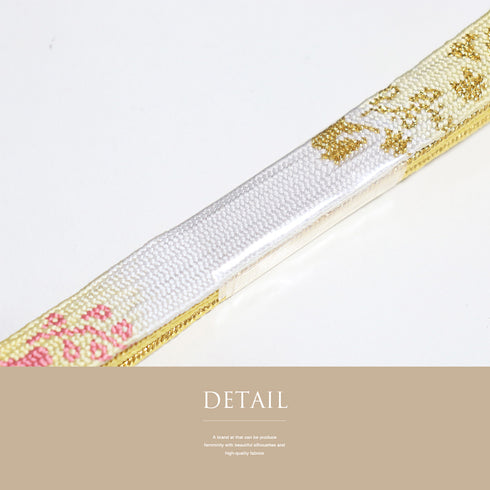 帯締め・帯揚げセット リサイクル お洒落 平組紐 ちりめん オレンジ 正絹 新品・未使用品 地紋 花柄 ぼかし