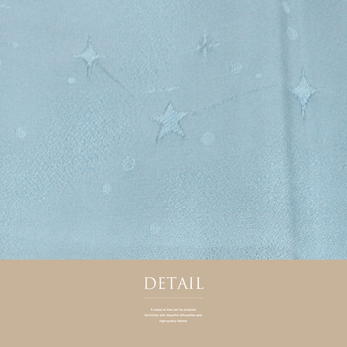 色無地 リサイクル 身丈160.8cm 裄64.6cm 袷 星柄 ブルー Lサイズ セミフォーマル お洒落 一つ紋 正絹 広衿 地紋あり Bランク