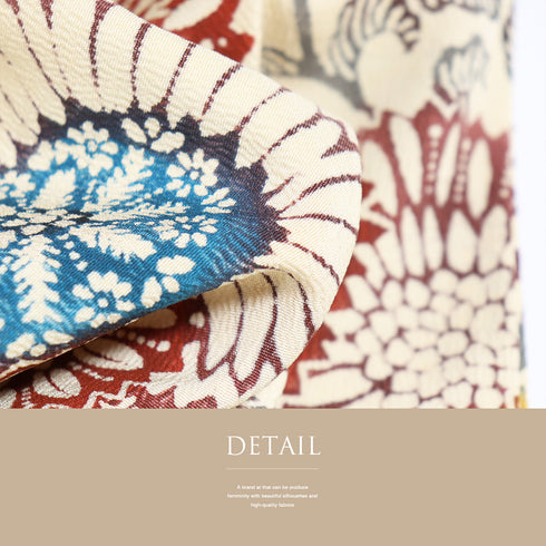 小紋 リサイクル 身丈153.5cm 裄63.2cm 袷 デザイン花柄 型染め ベージュ Sサイズ お洒落 カジュアル 正絹 広衿 Sランク