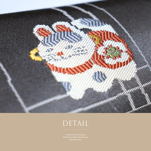 名古屋帯 リサイクル 帯丈357cm 六通 玩具尽くし柄 グレー Sサイズ 正絹 Sランク お洒落