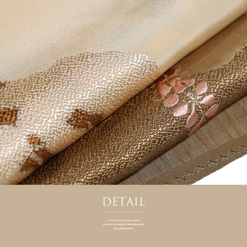 帯揚げ リサイクル お洒落 綸子 正絹 ベージュ 地紋 葉柄 新品・未使用品 AG-1218